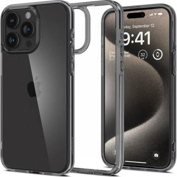 Spigen Противоударен Калъф за iPhone 15 Pro, SPIGEN Ultra Hybrid Case, Сив (ACS07213)