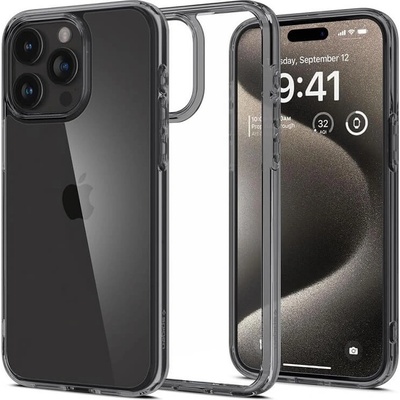 Spigen Противоударен Калъф за iPhone 15 Pro, Spigen Ultra Hybrid Case, Сив (ACS07213)