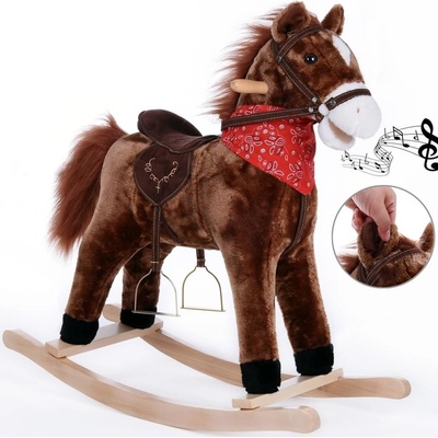 Goleto plyšový houpací kůň se zvuky tmavě hnědý
