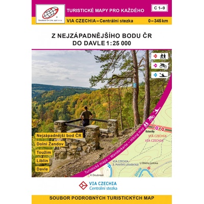 VIA CZECHIA - Centrální stezka, BOX 1, Z nejzápadnějšího bodu ČR do Davle 1 : 25 000 (2023, 1. vydání, C1-9)