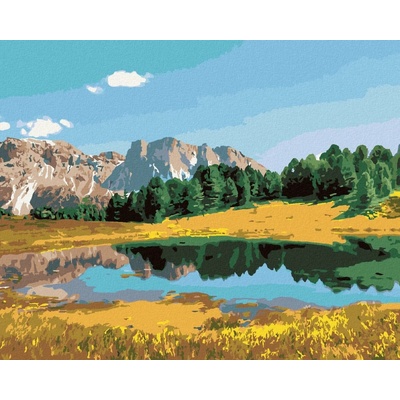 Zuty Malování Podle Čísel Les Hory A Jezero 80 x 100 cm Plátno Rám