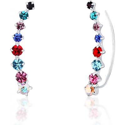 JwL Luxury Pearls slušivé podélné s barevnými krystaly JL0742