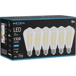 Mexen Vintis 6x LED филамент крушка E27, ST64, 10W, Студена - 6500K, 1320 lm, прозрачна - (L152-E27-1065-00x06)