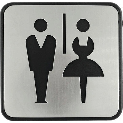 Piktogram "WC" Dámy/Páni, nerez 95x95 mm samolepka