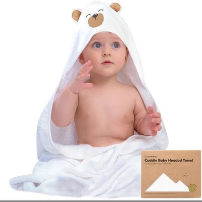 KeaBabies Бебешка Хавлия с качулка От Органичен Бамбук Кафяво Мече KeaBabies (KB-HTCD-GRI)