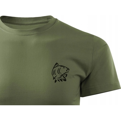 Forestmax tričko na ryby potlač KARP khaki