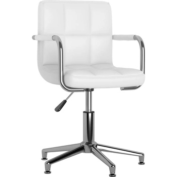 vidaXL Въртящ се трапезен стол, бял, изкуствена кожа (3088092)