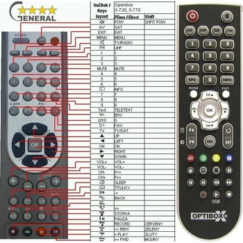 GENERAL OPENBOX X730, X750, X770 - съвместимо дистанционно управление на марката General (X730, X750, X770)