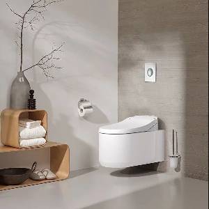GROHE Пълен комплект окачена тоалетна чиния Grohe Sensia Arena, хромиран капак Nova, капак с плавно затваряне и електрическо биде, казанче Grohe Rapid SL, комплект за автоматично промиване (39354SH1 + 39596
