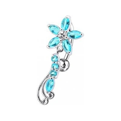 Šperky4U stříbrný piercing do pupíku kytička BP01194-Q