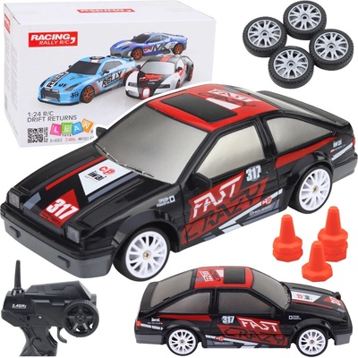 RC driftovacie auto s vymeniteľnými kolesami, čierne 1:24