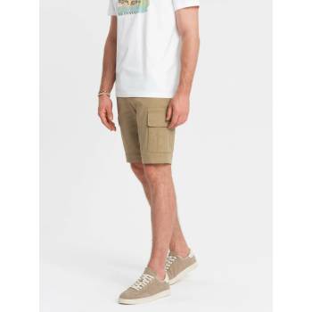 Ombre Clothing Мъжки едноцветни къси панталони с джобове за товари - пясъчни V1 OM-SRCG-0133 Ombre Clothing Ombre Clothing | Bezhov | МЪЖЕ | S