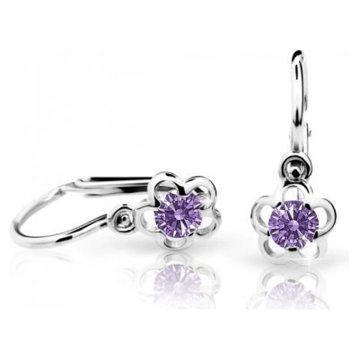 Cutie Jewellery detské náušnice biele zlato C1945B Amethyst