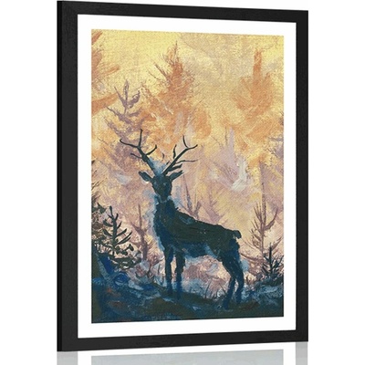 Plakát s paspartou umělecká lesní malba - 40x60 no frame