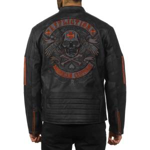 AFFLICTION мъжко яке affliction - black bird - ЧЕРНО/ОРАНЖЕВО - 110ow408-bkog