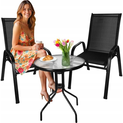 Gardlov 23461 Balkónový set stôl + 2 stoličky čierny