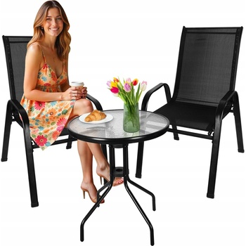 Gardlov 23461 Balkónový set stôl + 2 stoličky čierny