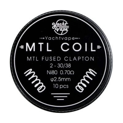 Yachtvape předmotané spirálky Mtl Fused Clapton 2x30/38 NI80 0.70ohm 2.5mm 10ks