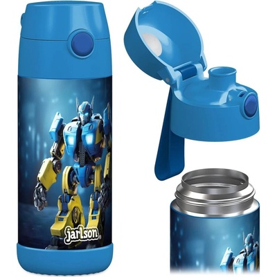 Jarlson Mali Detská nerezová fľaša na pitie Robot 350 ml