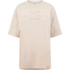 Jack Wills Тениска Jack Wills Women's JW Embossed Logo Oversized T-Shirt - Stone