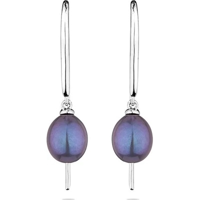 Swan Сребърни обици със сладководни черни перли CAA091EB Swan