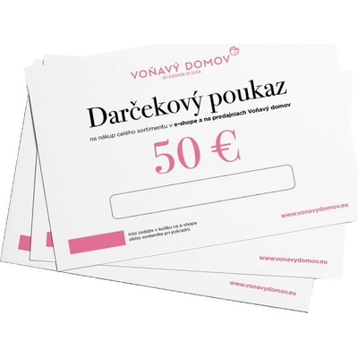 Voňavý domov Elektronický darčekový poukaz 50€