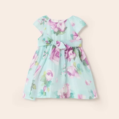 Mayoral Нежна рокля с цветя за бебе момиче Майорал в ментов цвят