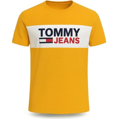 Tommy Hilfiger pánské tričko s krátkým rukávem Essential Wide Logo yellow