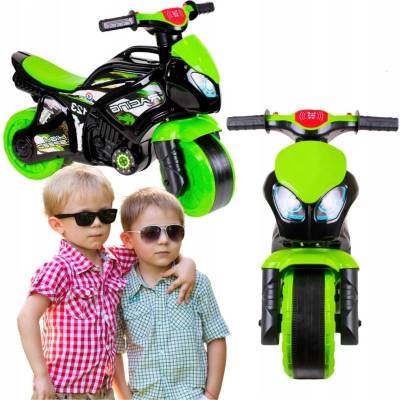 Teddies motorka zeleno-černá plast na baterie se světlem se zvukem v sáčku 36x53x74cm