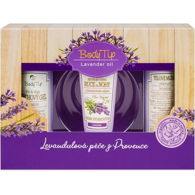 Vivaco Body Tip Levandule tělové mléko 250 ml + krém na ruce 100 ml + gel 250 ml dárková sada