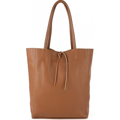Kožená shopper kabelka 396 koňaková