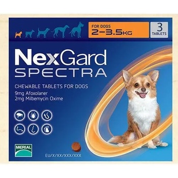 Merial NexGard Spectra Нексгард Спектра, 3 таблетки в кутия, за кучета от 2 до 3.5kg