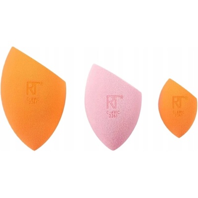 Real Techniques Ultimate sponge Trio Miracle Complexion hubka na tekutý make-up 1 ks + Mini Miracle Complexion hubka na tekutý make-up mini 1 ks + Miracle Powder hubka na púder 1 ks kozmetická sada