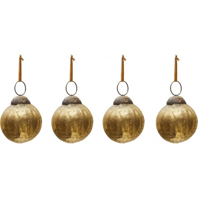 Set čtyř zlatých skleněných vánočních ozdob Kave Home Elur 6 cm