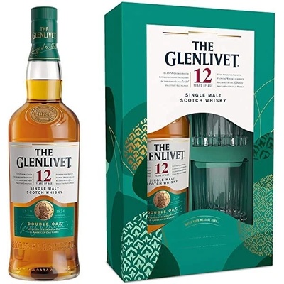 Glenlivet 12y Double Oak 40% 0,7 l (dárkové balení 2 sklenice)