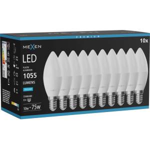Mexen Nova 10x LED крушка E14, C37, 10W, Студена - 6500K, 1055 lm - L102-E14-1065-01x10 (L102-E14-1065-01x10)