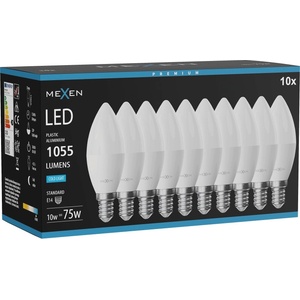 Mexen Nova 10x LED крушка E14, C37, 10W, Студена - 6500K, 1055 lm - L102-E14-1065-01x10 (L102-E14-1065-01x10)
