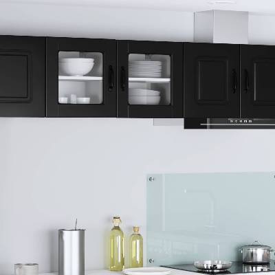 vidaXL Стенен стъклен шкаф PORTO Черно 40 x 31 x 40 см Инженерно дърво (885187)