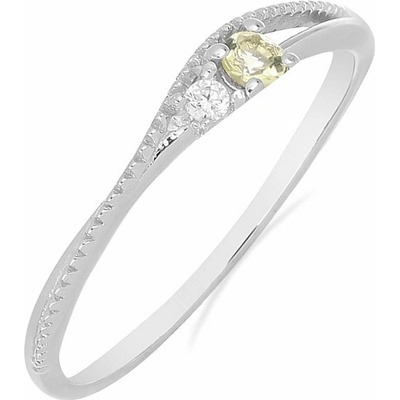 Nefertitis Prsten stříbrný s Lemon topazem a zirkonem 031121 LET