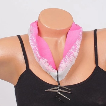 Image 1 of Фишу-колие в розово и бяло с висулки