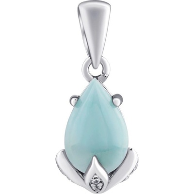 SILVEGO Stříbrný přívěsek Clarissa s pravým Larimarem a Brilliance Zirconia JJJ 1267 P LR