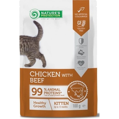 Nature's Protection Cat Kitten Chicken and Beef 100 g