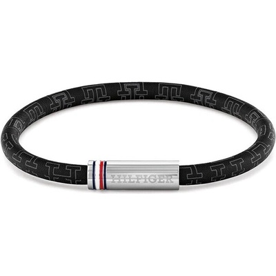 Tommy Hilfiger Černý pánský náramek z umělé kůže Printed Cord 2790704
