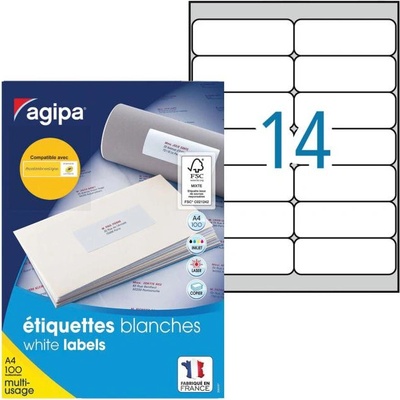 Etikety univerzálne 99,1x38,1mm Agipa A4 100 hárkov