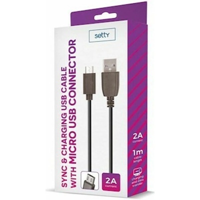 Setty GSM043217 Nabíjací USB, 2A microUSB, 1m, černý
