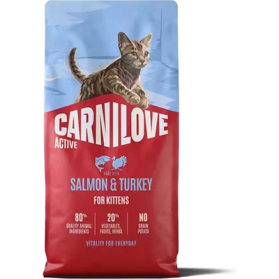 CARNILOVE ACTIVE Salmon & Turkey for Kittens - Беззърнена храна със сьомга и пуешко за котенца 400гр