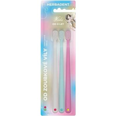 Herbai Herbadent Kids Glow Zubní kartáčky s velmi jemnými vlákny 3 ks