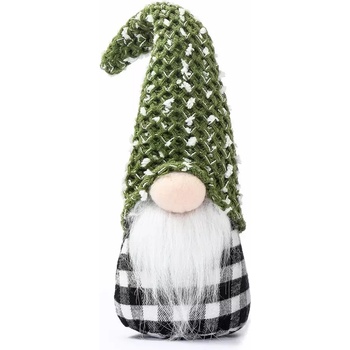 Плюшен Коледен Гном със зелена шапка, 25 см (46606-3)