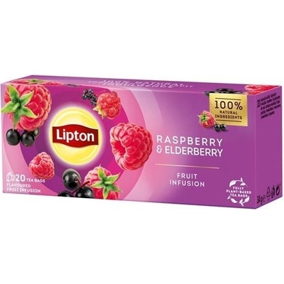 Lipton Ovocný čaj čierny bez a malina 20 x 1,7 g
