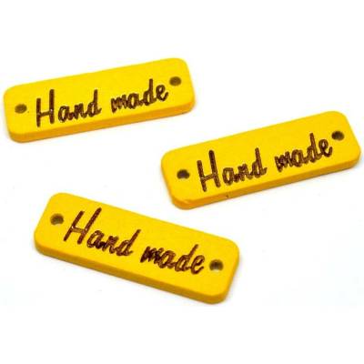 Dřevěná cedulka Hand made obdélník žlutá